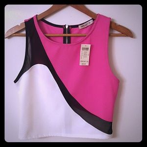 Bright Mesh Arden B Crop Top in Large