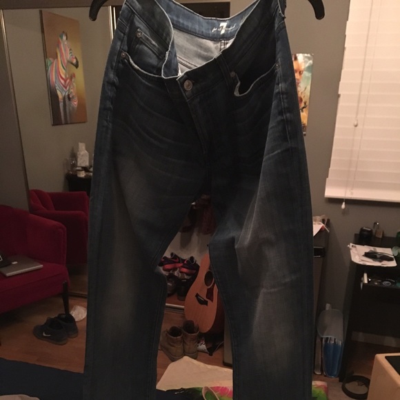 A light blue pair of 7 for all mankind jeans - Picture 1 of 1