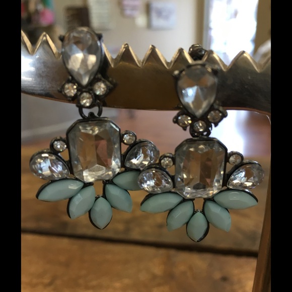 Light Blue & Crystal Earrings