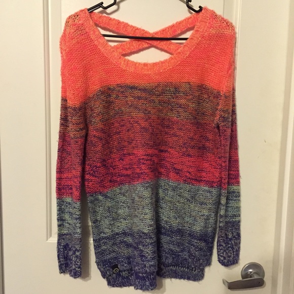 Colorblock Criss-cross back Sweater