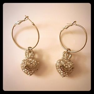 Juicy Couture hoop earrings with large heart charm