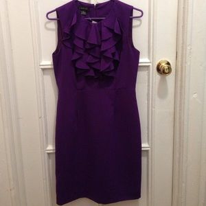 Ruffled front purple dress pencil skirt