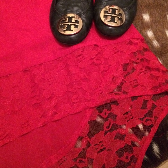 mac + jac Red Crepe Hi Lo Dress - Picture 2 of 5