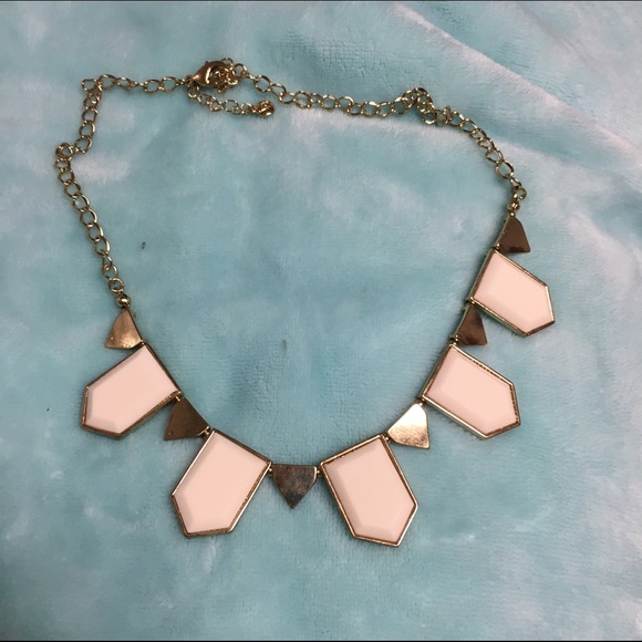White & gold triangle statement necklace