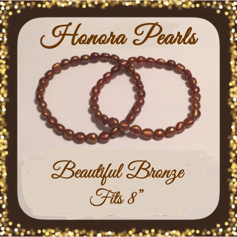 Genuine HONORA KESHI PEARLS•2  Bracelets LG BRONZE