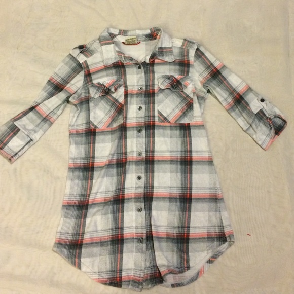 Light Pink & Gray Plaid Shirt