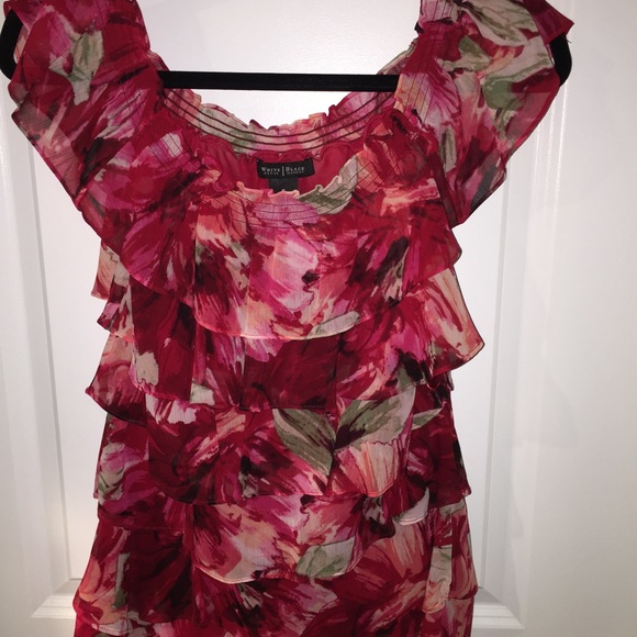 Red sleeveless floral top
