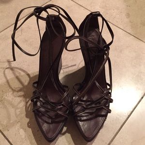 YSL lace up wedges