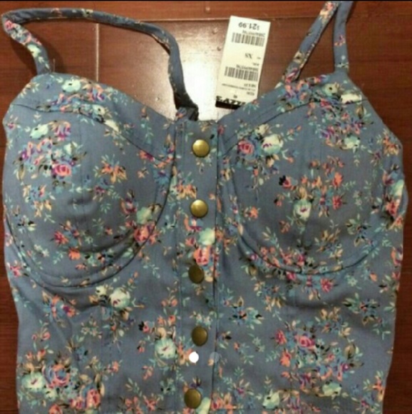 New chambray floral crop tol bralette