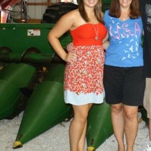 Bright red floral dress