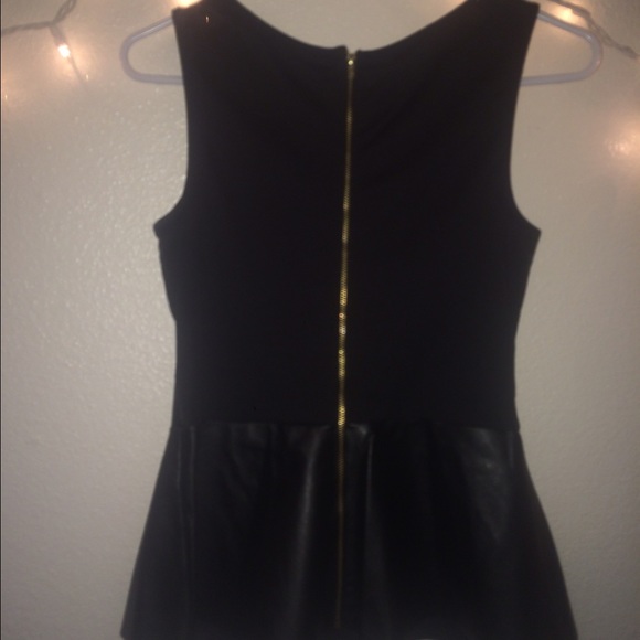 Black pleather peplum top - Picture 2 of 2