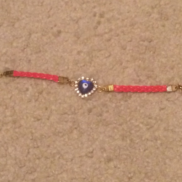 Evil eye bracelet with leather straps