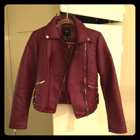 new f21 red leather jacket M