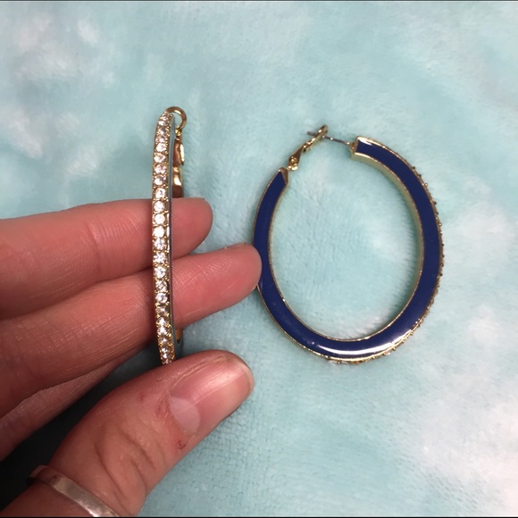 Gold & blue diamond hoops