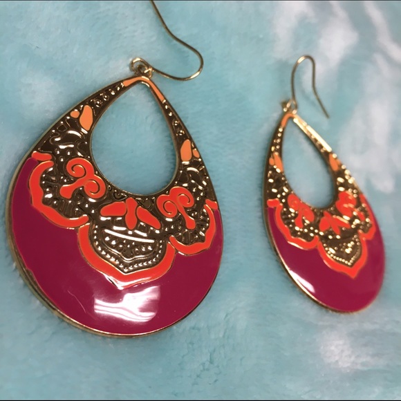 New! Pink, orange, & gold earrings