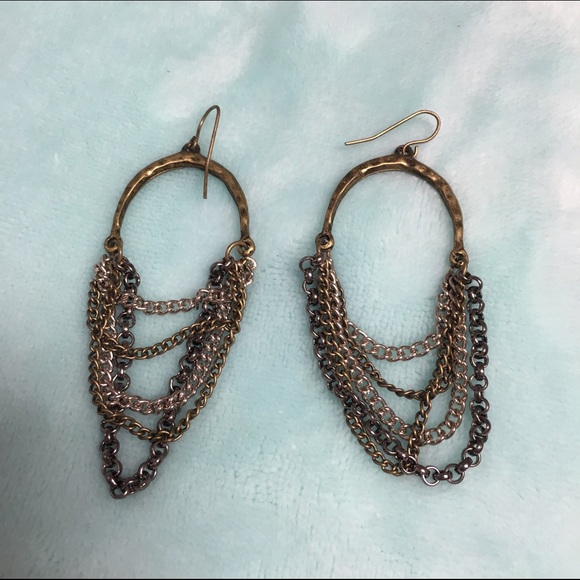 Gold & silver chain earrings