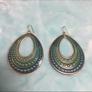 Green & blue teardrop earrings