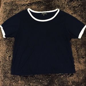 Cropped navy Topshop tee
