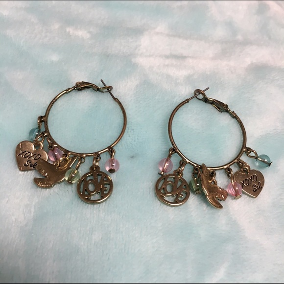 Gold dangly bead earrings