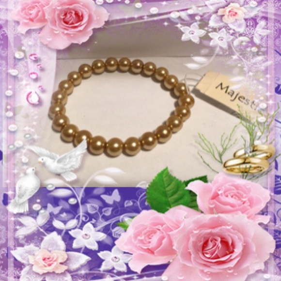 🌸MajesticPearls 7-8" Stretch Bracelet CHAMPAGNE - Picture 2 of 2