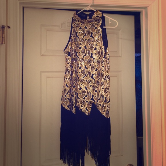 High neck Black and Gold Flapper Dress!!