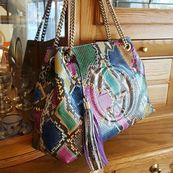 ** SOLD **Gucci Multicolor python soho handbag - Picture 2 of 4