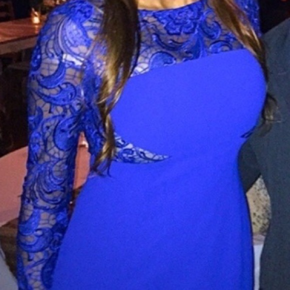 Vibrant blue Monique Lhulier blue lace dress