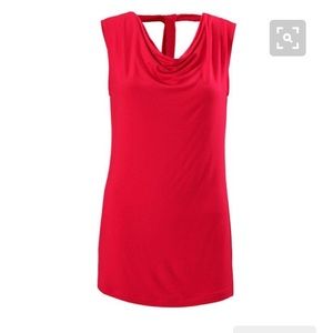 CABi sleeveless tie-back tee in red size XS
