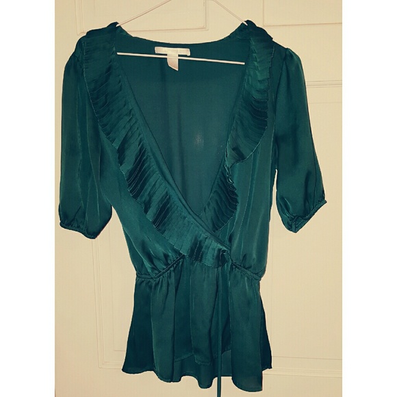 DEEP V EMERALD BLOUSE - Picture 1 of 1