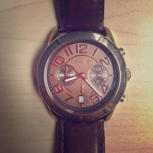 Michael Kors dark brown leather watch!