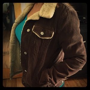 Gap Jacket Corduroy Sherpa Lining Chocolate Brown