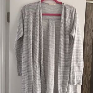 Grey and white stripped open cardigan