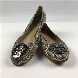 Like-New Tory Burch Snake Print Flats Size 7
