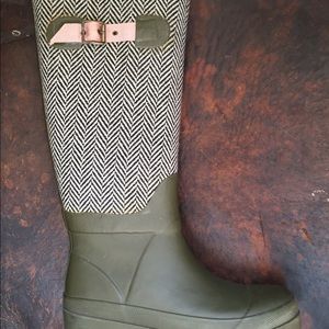 JCrew Herringbone Rain Boots