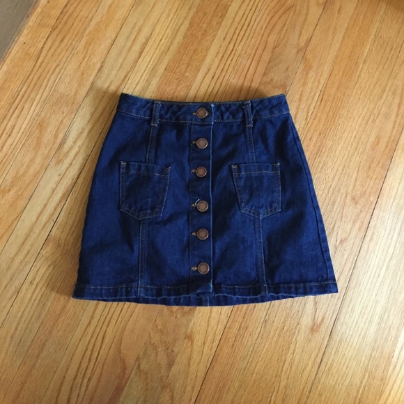 miss selfridge denim button up skirt