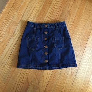 miss selfridge denim button up skirt