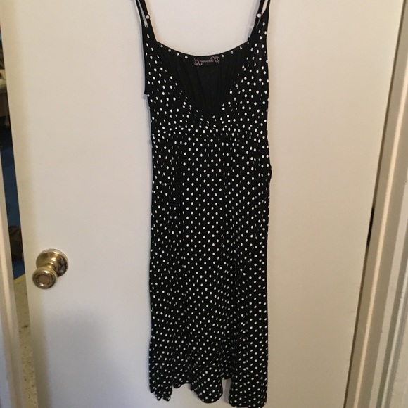 Black polka dot cocktail dress