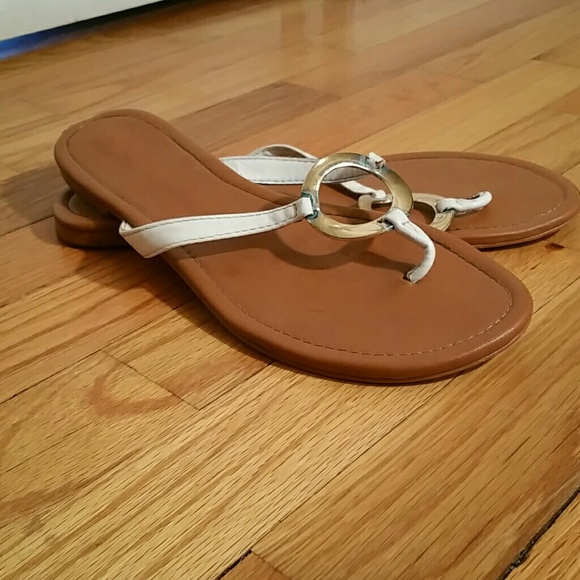 Used Victoria Secret white and gold sandals