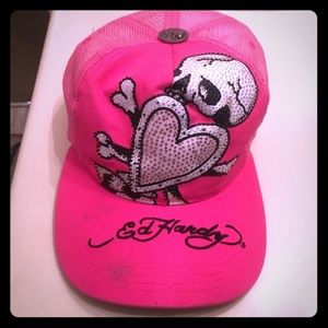 Worn !!! Hot pink Ed hardy hat