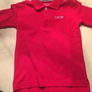 Long sleeve red polo shirt-monogrammed "DSW"