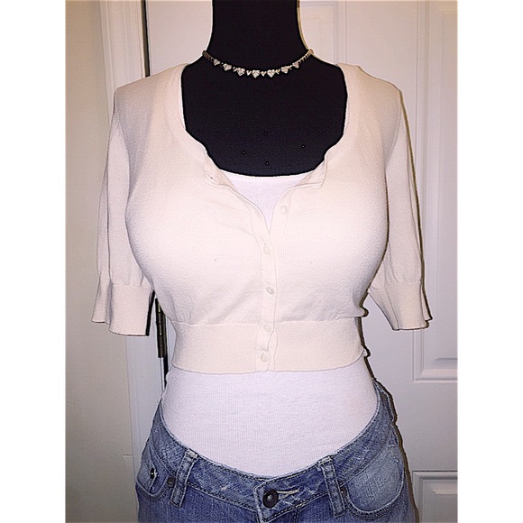 Ivory cropped cardigan NWOT