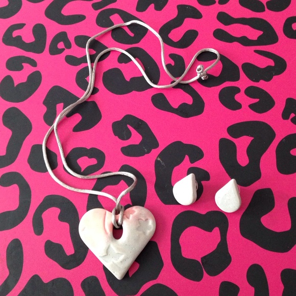 Handmade ceramic necklace and earrings