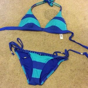 ❤️markdown❤️ VS PINK Halter Bikini rhinestones