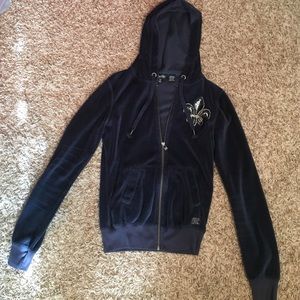 Miss Me faux velvet zip up jacket