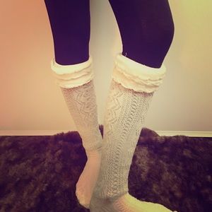 Cream boot socks