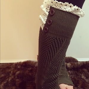 Olive green and cream boot socks