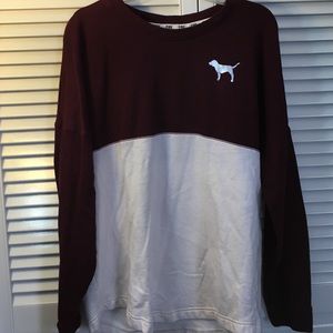 VS PINK Maroon & White Varsity Top