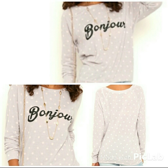 Deb/Boutique Tops - NWT!!! Super Soft "bonjour" top!