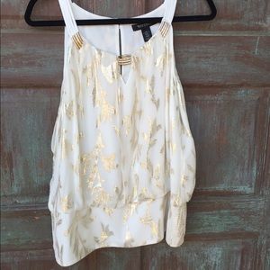 Gold metallic and ivory blouse. Size XL