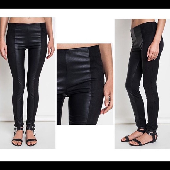 LEATHER LEGGINGS WITH VELVET DETAIL